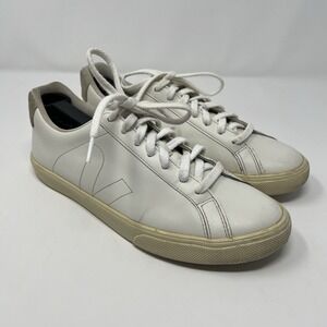 Veja Esplar Leather‎ Low Top Sneakers White Black Women's Size 9 Logo